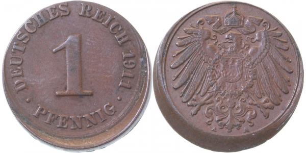 1 Pfennig 1911 A J010 D10 ss/vz