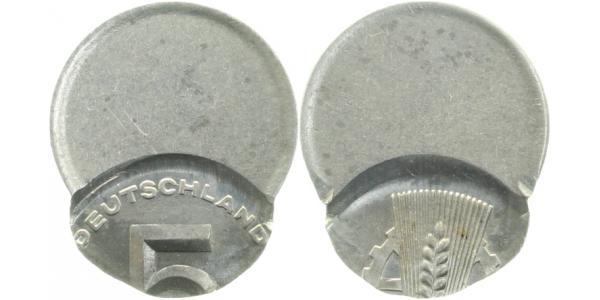 5 Pfennig DDR stark dezentriert geprägt J1502