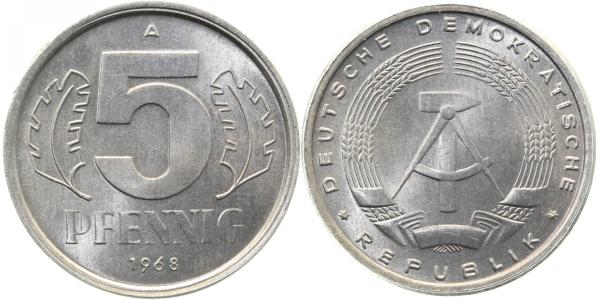 5 Pfennig DDR 68A teilweise ohne Ring gepräg J1509 5 Pfennig
