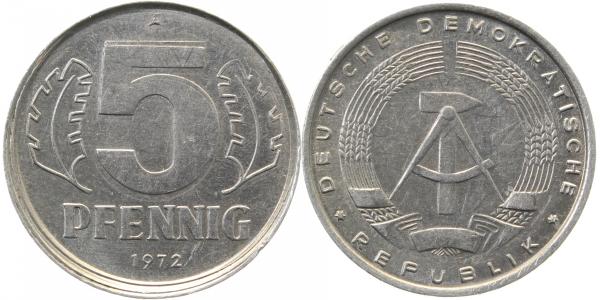 5 Pfennig DDR 72A Ws:D5 vz J1509 vz 5 Pfennig