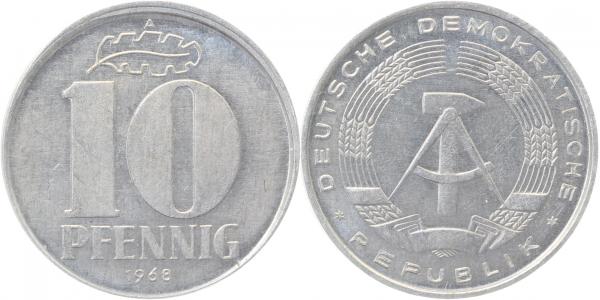 10 Pfennig 68A Ws: leicht dezentriert vz/st J1510 vz/st 10 Pfennig