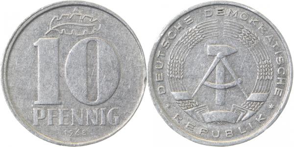 10 Pfennig 68A Ws: leicht dezentriert ss J1510 ss 10 Pfennig