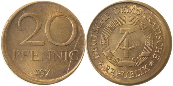 20 Pfennig DDR 71 D10 vz/ kleine Kratzer J1511a vz/ 20 Pfennig