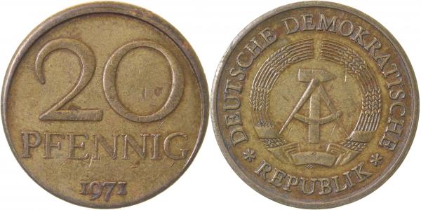 20 Pfennig DDR 71 Ws: D5 ss/vz J1511a ss / vz 20 Pfennig