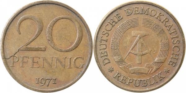20 Pfennig DDR 71 Ws: D5 ss/vz J1511a ss / vz 20 Pfennig
