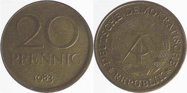 20 Pfennig DDR 1983 A D5 ss/vz J1511b ss / vz 20 Pfennig