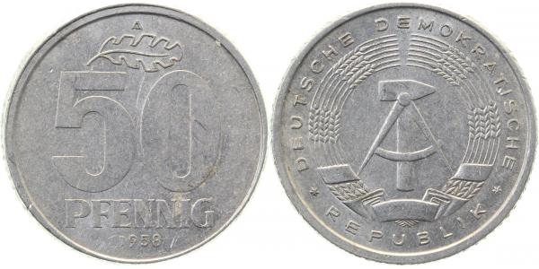 50 Pfennig DDR 1958 A Ws: D5 ss J1512 ss 50 Pfennig