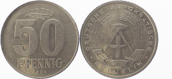 50 Pfennig 84A Ws: dopp Rnd, ss/vz! J1512 ss / vz! 50 Pfennig
