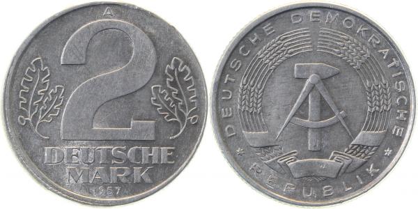 2 Mark DDR 1957 A dezentriert geprägt D5 J1516