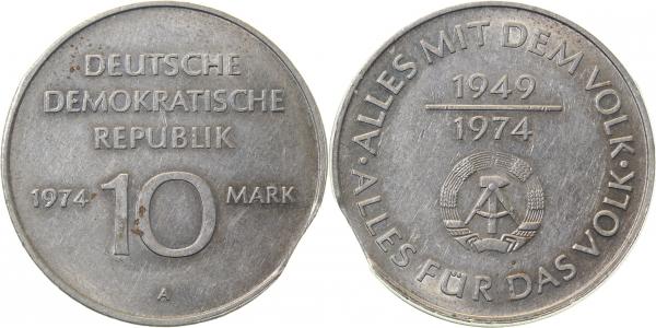 10 Mark 74A/ teilweise außerh Ring gepräg J1545 10 Mark