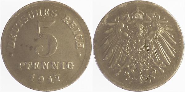 5 Pfennig 1917 J dezentriert 5% J297