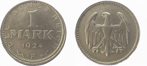 1 Mark 24F teilweise außerh Ring geprägt! J311 1 Mark