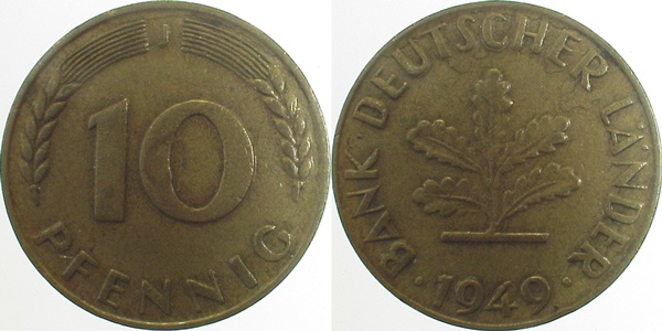 10 Pfennig 49J Rs: teilweise sehr stark doppelt J378 10 Pfennig