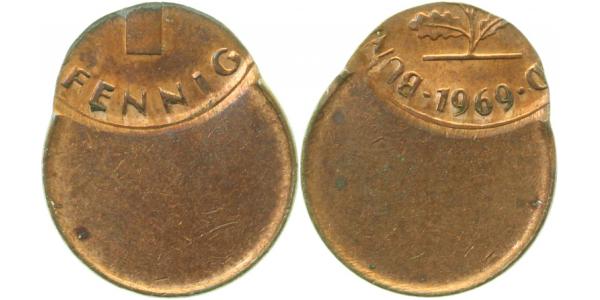 1 Pfennig1969 dezentriert ohne Münzzeichen D70