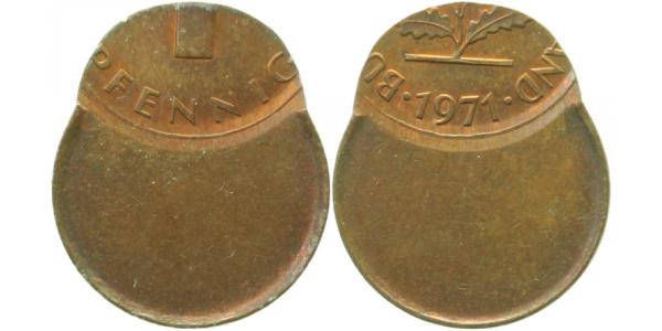 1 Pfennig 1971 dezentriert geprägt 70% J380