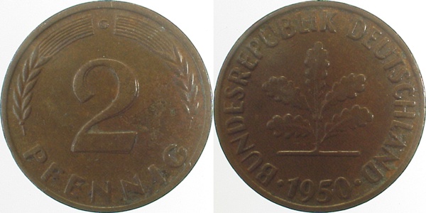 2 Pfennig 1911 G größere "1 " J011