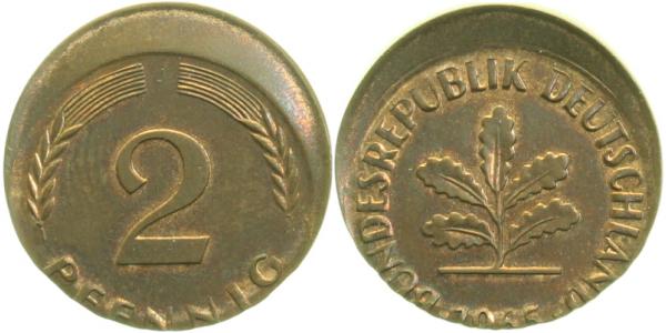 2 Pfennig 1965 J dezentriert 20% J381