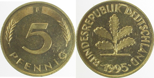 5 Pfennig 1995 F J382 Doppelsenkung