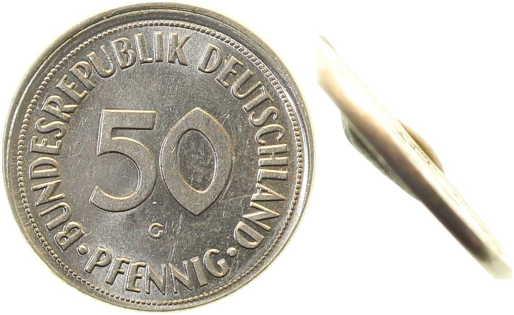 50 Pfennig 1950 G ohne Riffelrand !!!! Stgl !!! TOP