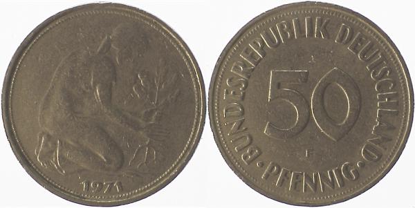 50 Pfennig 1971 F Jahreszahl doppelt!J384