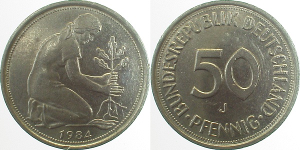 50 Pfennig 1984 J WS: teilweise doppelt J384