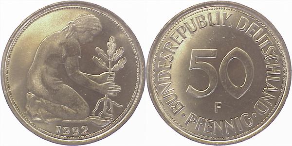 50 Pfennig 1992 F extrem doppelte Jahreszahl