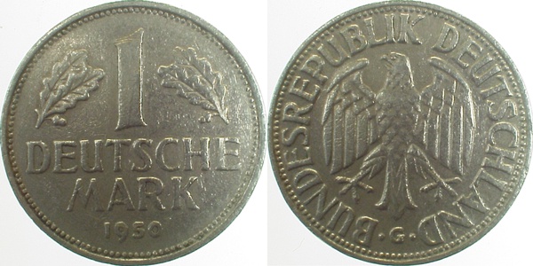 1 DM 1950 G Münzzeichen doppelt J385