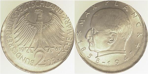 2 DM 1967 F Max Planck ca. 15° dezentriert