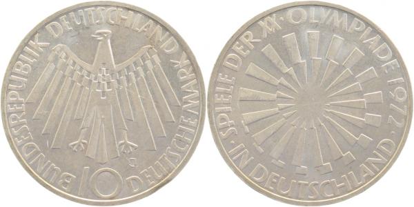 10 DM Olymp 72J st Riß über Adler ! J401a 10 DM