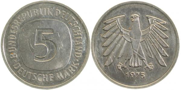 5 DM 1975 J zweimal nacheinander geprägt