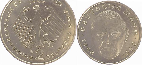 2 DM Erh 89G geschl Münzzeichen ! J445 2 DM