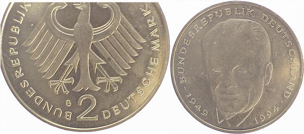 2 DM Bran 95G Münzzeichen wie Schlange J445 2 DM