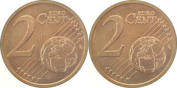 2 Cent 2 x Wertseite geprägt J483