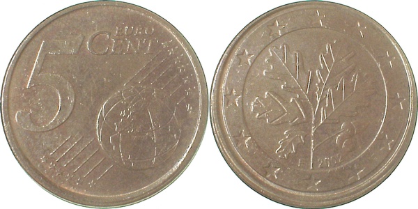 5 Cent 2002 F dezentriert geprägt 5%