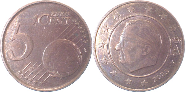 5 Cent 2003 Belg. Händle u. d. Erdkugel