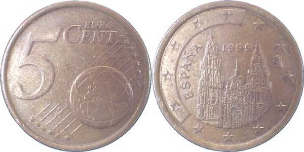 5 Cent 1999 Spanien Rückseite doppelt !