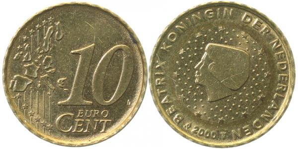 10 Cent 00 Niederlande teilweise Ausserhalb des Ringes geprägt