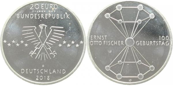 20 Euro 2018 D Ernst O Fischer mit 14 statt 13 Atomen !! J633 20 Euro
