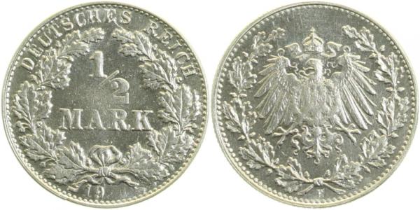 ½ Mark Probe 19-- E Eisen Riffelrand J16, 4 Stück bekannt