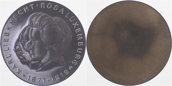 Probe 20 Mark Liebknecht Luxemburg DDR Aluminium Abschlag