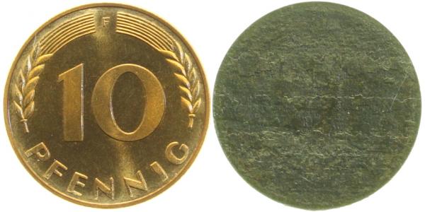 10 Pfennig BRD Einsetige Probeprägung Münzzeichen F J383