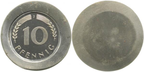 10 Pfennig 1950 F Aluminium Probe mit kleinem Loch 1,2 g