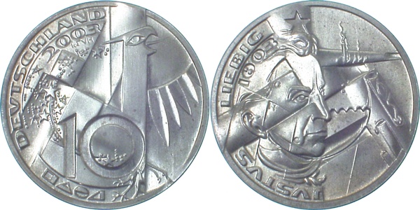 Probe 10 Euro 2003 Silber Geburtstag Liebig J498 Huster