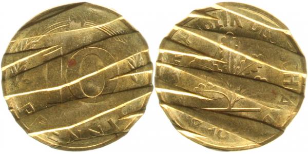 10 Pfennig Rohling off entwertet J383 10 Pfennig