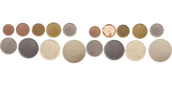 1 Pfennig Rohling bis 10 DM ungerändelt 9 Stück