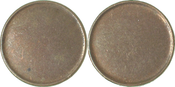 2 Pfennig Rohling Eisen cu-plattiert gestauch