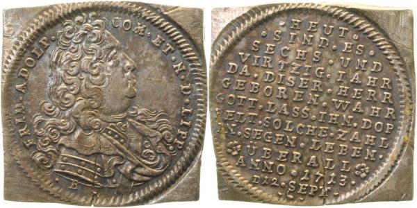 ¼ Taler Ad. 1713 Lippe Klippe schöne Patina vz