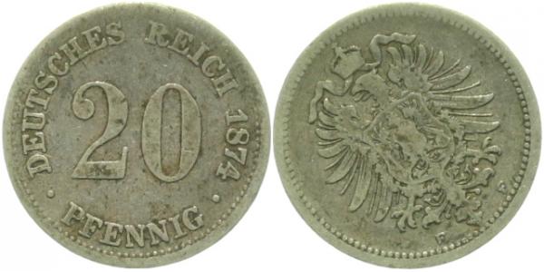 20 Pfennig 1874 F ca S330 s/ss Rrr J005 s / ss 20 Pfennig