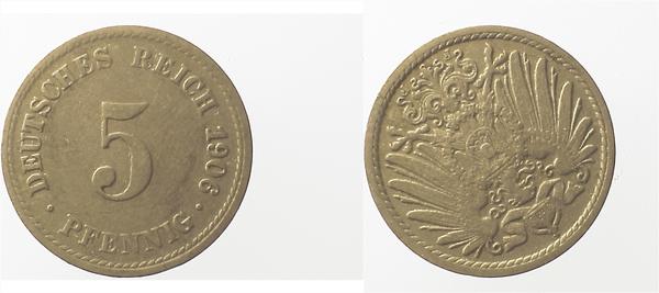 5 Pfennig 06F S135 ss/vz J012 ss / vz 5 Pfennig