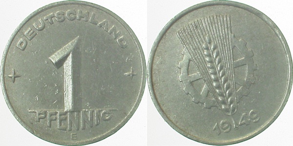 1 Pfennig DDR 1949 E S315 f vz R J1501 f vz 1 Pfennig